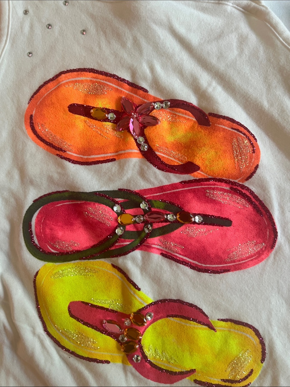Justice Girls White Tank with Neon Flip-Flop Graphic - Picture 3 of 11